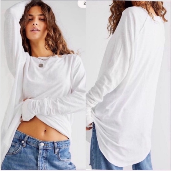 Free People Arden Long Sleeve Tee In Optic White. NWOT! Sz M - Picture 2 of 7